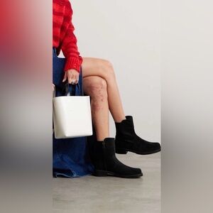 Stuart Weitzman 5050 Bold Zip Bootie Ankle Boots Black Suede US 6/36 Zipper